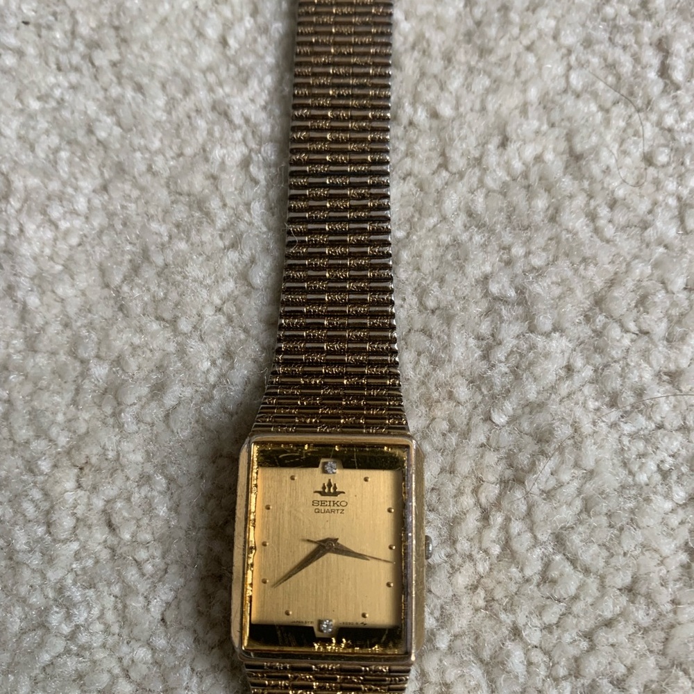 Rare vintage Seiko Galaxy slim gold plated diamond dial men’s quartz watch - Picture 4 of 8